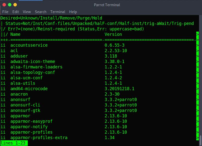 Package list - how to remove deb packages