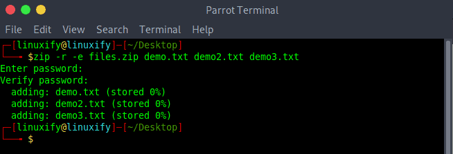 zip password protected - How to compress files and directories in linux